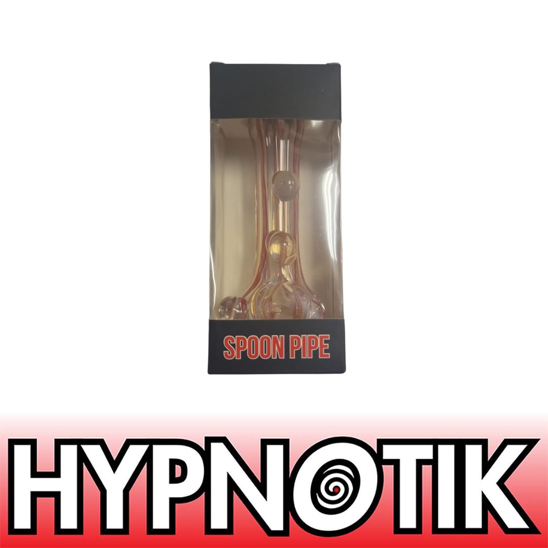 Orange HYPNOTIK 5.5 INCH DOUBLE BUBBLE GLASS SPOON PIPE, ORANGE - Image 1