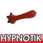 HYPNOTIK 5.5 INCH GLASS SPOON PIPE RED PIPE WITH 2 HORNS - Image 4