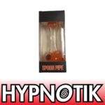 HYPNOTIK 5.5 INCH CLEAR GLASS SPOON PIPE WITH RED SPECKLED TIP AND BOTTOM