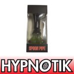 HYPNOTIK 5.5 INCH ORB & CURVE GLASS SPOON PIPE, BLACK & GREEN