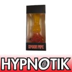 HYPNOTIK 5.5 INCH ORB & CURVE GLASS SPOON PIPE, YELLOW & RED