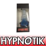 HYPNOTIK 5.5 INCH ORB & CURVE GLASS SPOON PIPE, WHITE & BLUE