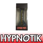 HYPNOTIK 5.5 INCH GLASS SPOON PIPE WITH RASTA LINE AND OUTSIDE SPIRAL, BLUE