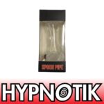 HYPNOTIK 5.5 INCH CLEAR GLASS SPOON PIPE WITH WHITE SPECKLED TIP AND BOTTOM