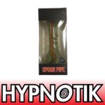 HYPNOTIK 5.5 INCH GLASS SPOON PIPE WITH RASTA LINE AND OUTSIDE SPIRAL, GREEN