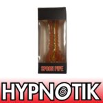 HYPNOTIK 5.5 INCH GLASS SPOON PIPE WITH RASTA LINE AND OUTSIDE SPIRAL, ORANGE