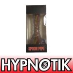 HYPNOTIK 5.5 INCH GLASS SPOON PIPE WITH RASTA LINE AND OUTSIDE SPIRAL, PINK
