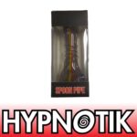 HYPNOTIK 5.5 INCH GLASS SPOON PIPE WITH RASTA LINE AND OUTSIDE SPIRAL, PURPLE