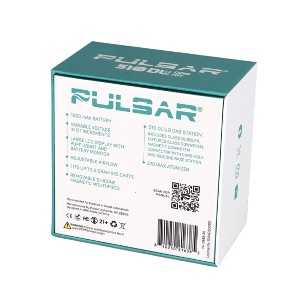 PULSAR 510 DL 5.0 BUBBLER DAB KIT WITH WAX ATOMIZER, BLACK - Image 3