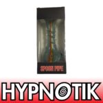 HYPNOTIK 5.5 INCH GLASS SPOON PIPE WITH RASTA LINE AND OUTSIDE SPIRAL, TEAL