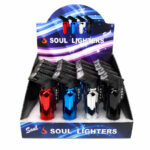 DISPLAY OF 16 SOUL MINI TORCHES WITH POP UP LID, SHINNY