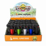 DISPLAY OF 20 SOUL DOUBLE FLAME MINI TORCH WITH CAP ATTACHED TO LIGHTER WITH CHAIN