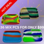 SILICONE SWIRL ROLLING TRAYS - 36 PCS ASSORTED