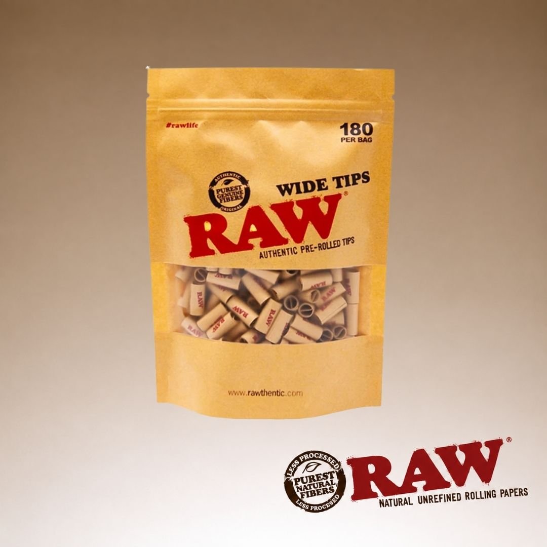 1 RAW PRE ROLLED WIDE TIPS, BAG OF 180 - Image 1