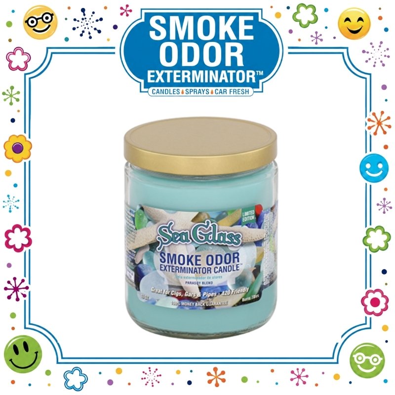 12 SMOKE ODOR EXTERMINATOR CANDLE, 13 OZ, SEA GLASS - Image 1