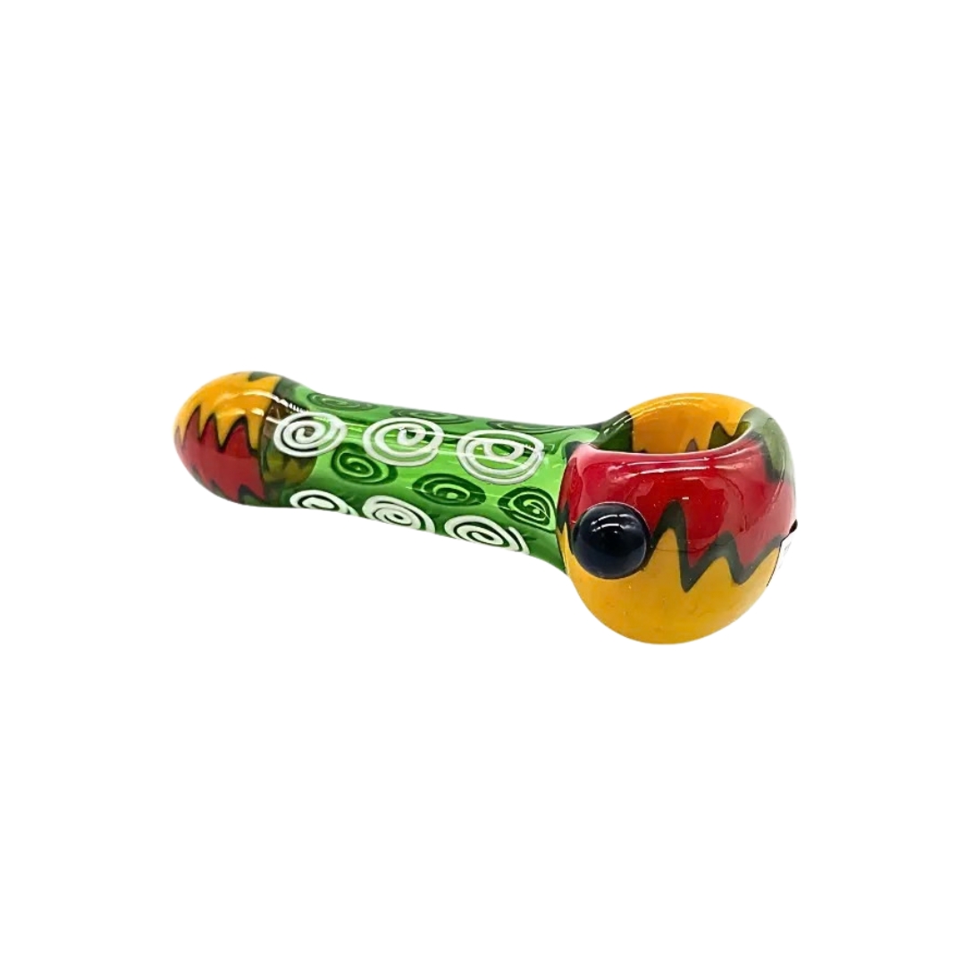 718n 4.25 INCH RASTA PIPE WITH WHITE SWIRLS - Image 1