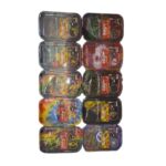 BOX OF 10 DIFFERENT MEDIUM ROLLING TRAYS WITH MATCHING PIPE AND GRINDER