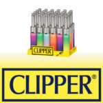 DISPLAY OF 24 CLIPPER MINITUBE METALLIC GRADIENT LIGHTERS