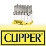 DISPLAY OF 24 CLIPPER MINITUBE SOLID WHITE LIGHTERS