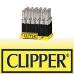 DISPLAY OF 24 CLIPPER MINITUBE SOLID BLACK LIGHTERS