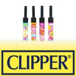 DISPLAY OF 24 CLIPPER MINITUBE HIPPIE LOVE LIGHTERS