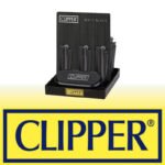 DISPLAY OF 12 CLIPPER METAL MATTE BLACK LIGHTERS