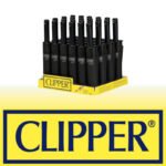DISPLAY OF 24 CLIPPER MINITUBE MATTE BLACK LIGHTERS