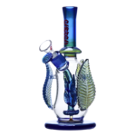 9 INCH CHEECH NATURE LEAVES BONG/RIG, BLUE