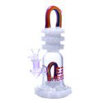 10 INCH CHEECH RAINBOW BUBBLE LOOP BONG/RIG, WHITE