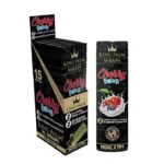 DISPLAY OF 15 KING PALM 2 PACK HEMP WRAPS WITH TERPENE INFUSED FILTER TIPS, CHERRY BOMB
