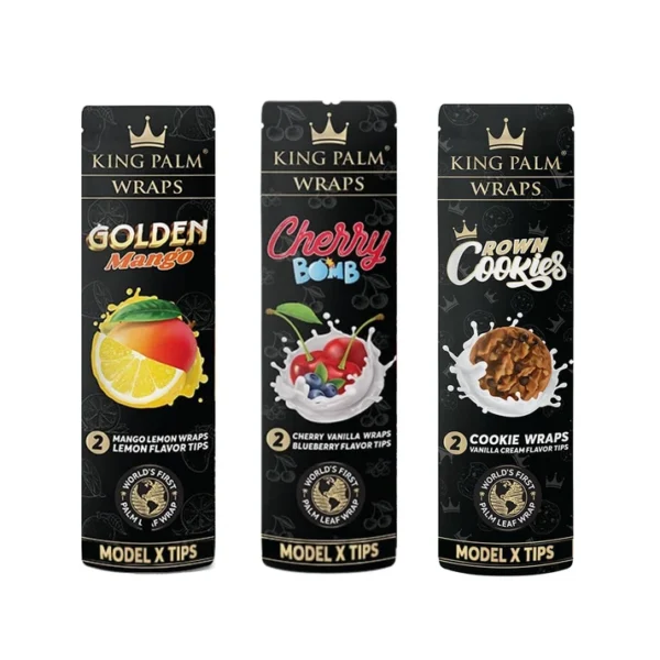 DISPLAY OF 15 KING PALM 2 PACK HEMP WRAPS WITH TERPENE INFUSED FILTER TIPS, GOLDEN MANGO - Image 2