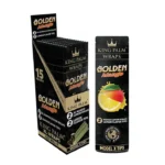 DISPLAY OF 15 KING PALM 2 PACK HEMP WRAPS WITH TERPENE INFUSED FILTER TIPS, GOLDEN MANGO