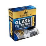 DISPLAY OF 48 KING PALM GLASS FILTER TIPS, MIX OF CLEAR, GOLD, & BLACK