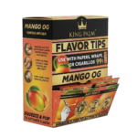 DISPLAY OF 50 KING PALM TERPENE INFUSED 2 PACK FILTER TIPS, MANGO OG