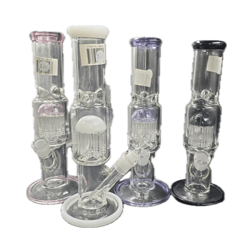 13 INCH STRAIGHT TUBE BONG WITH OVERSIZED PERK - PINK