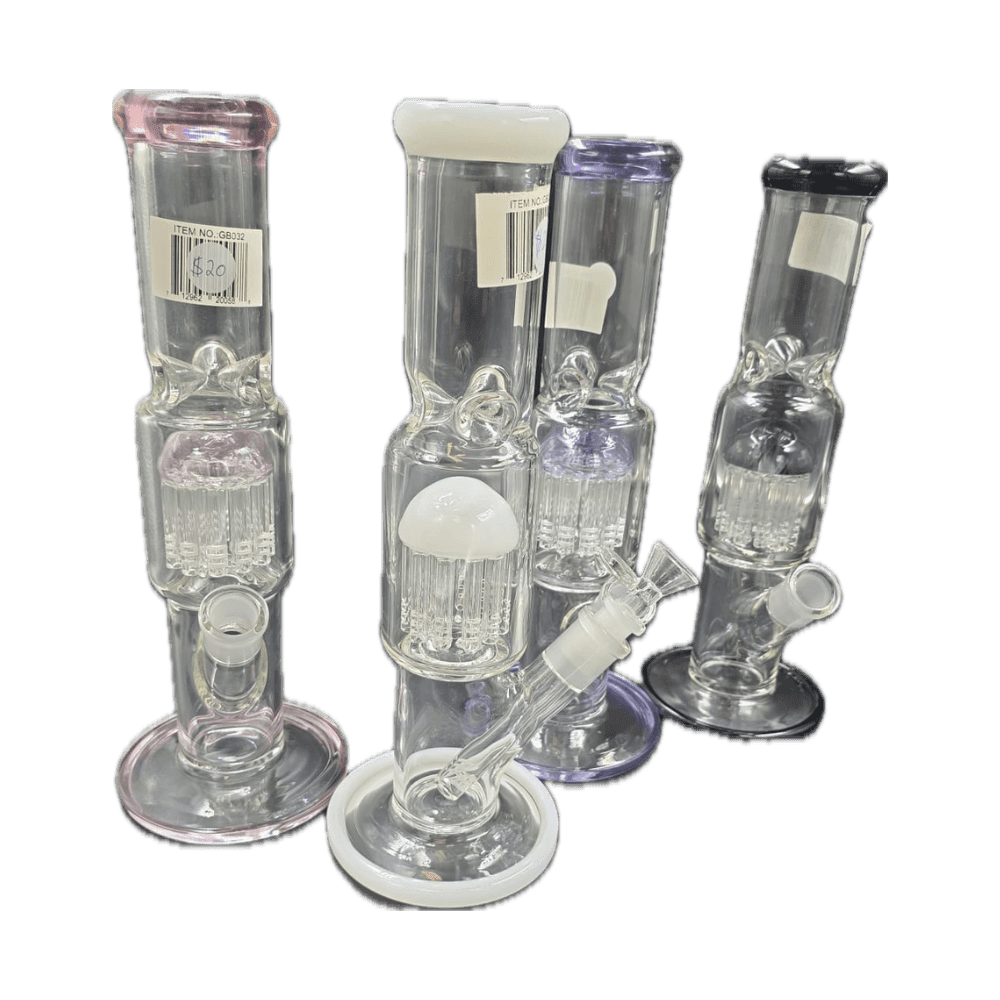 13 INCH STRAIGHT TUBE BONG WITH OVERSIZED PERK - PINK - Image 2