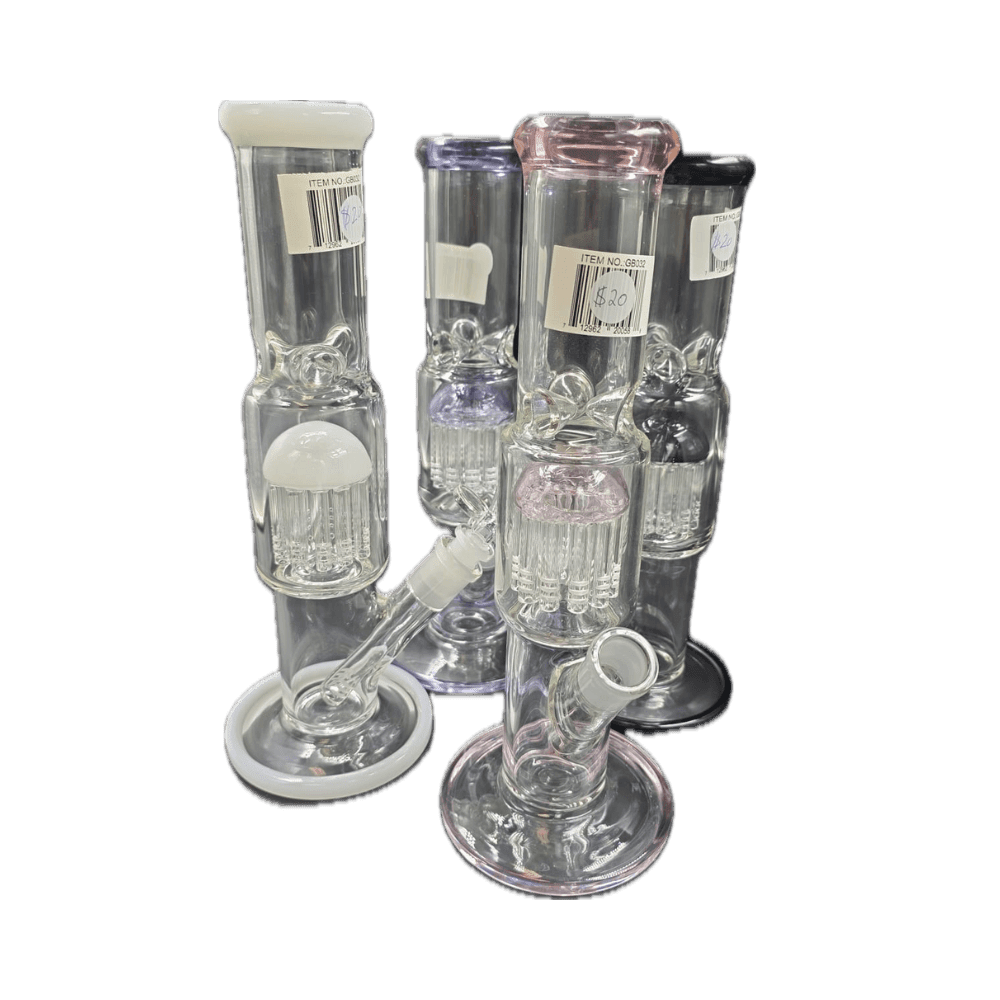 13 INCH STRAIGHT TUBE BONG WITH OVERSIZED PERK - PINK - Image 3