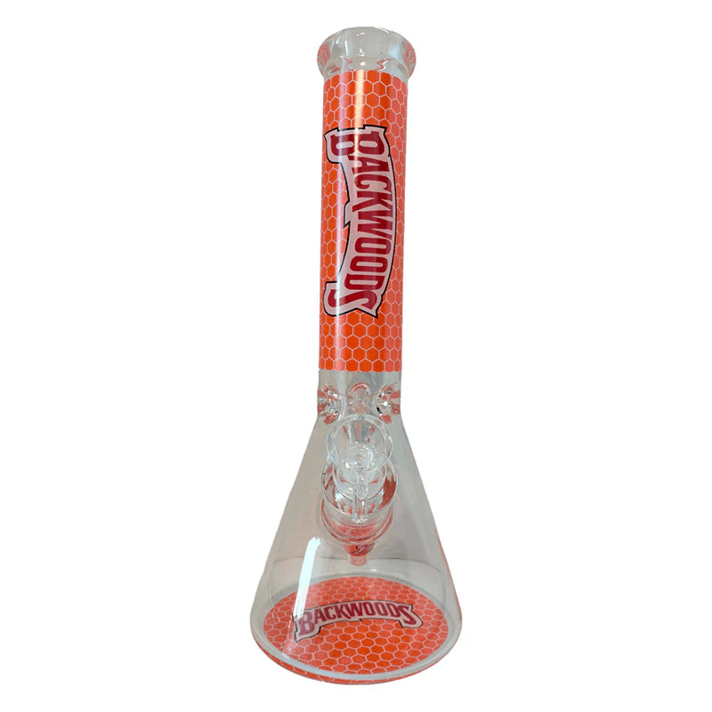 14 INCH BACKWOODS HONEYCOMB DECAL GLASS BONG - ORANGE